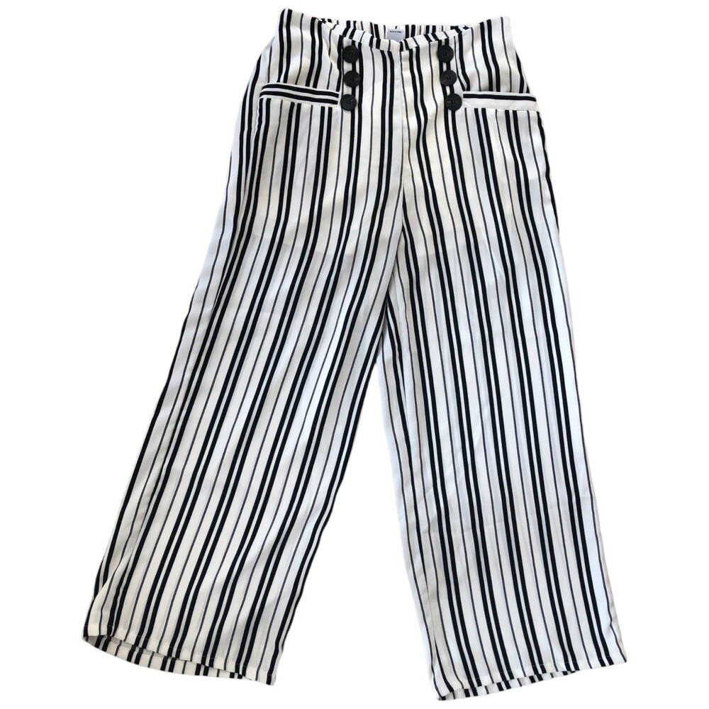 ReVamped Women's Size‎ S Wide Leg Black & White Stripe Pull On Pants